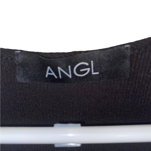 ANGL Black Fringe Sleeveless Body Suit plunging neck boho western cowgirl top - Picture 6 of 8